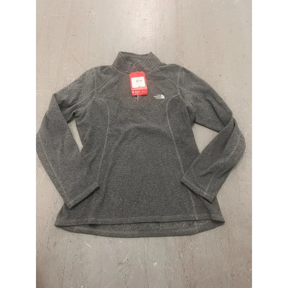 The North Face Sweater Womens Large Zinc Gray Logo 1/4 Zip Long Sleeve Outdoor - Picture 1 of 8